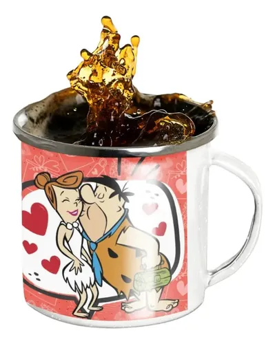 Taza Enlozada Lechera Pedro Picapiedra Los Picapiedras Blanco Regalo Cumpleaños