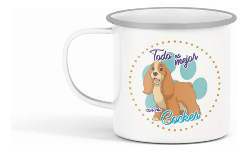 Taza Enlozada Cocker - Encanto Y Dulzura. Blanco Tcocker Regalo