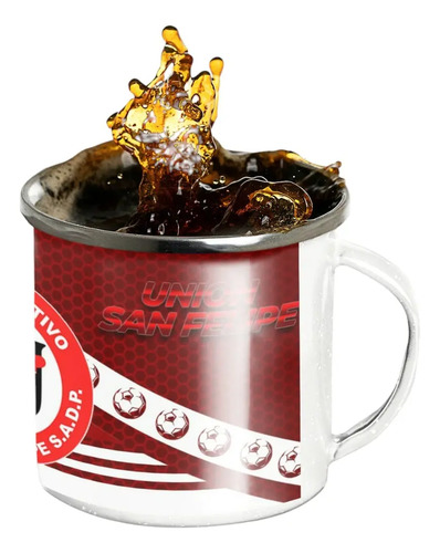 Taza Lechero Enlozado Club Unión San Felipe Fútbol Chileno Blanco Regalo Club
