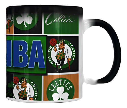 Taza Mágica Boston Celtics- Nba -lucky The Leprechaun Negro Nba