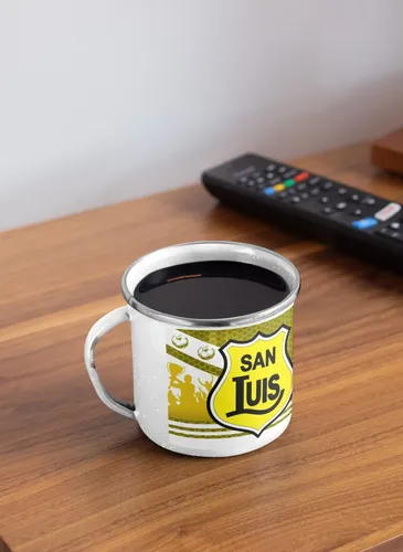 Taza Lechero Enlozado San Luis Club Deportes Fútbol Chileno Blanco Regalo San