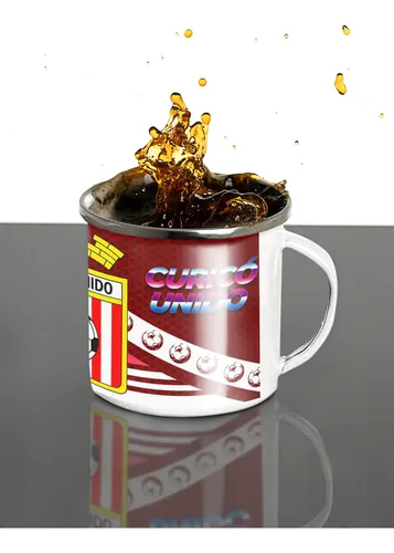 Taza Lechero Enlozado Club Curicó Unido Futbol Chileno Blanco Club Curicó Unido