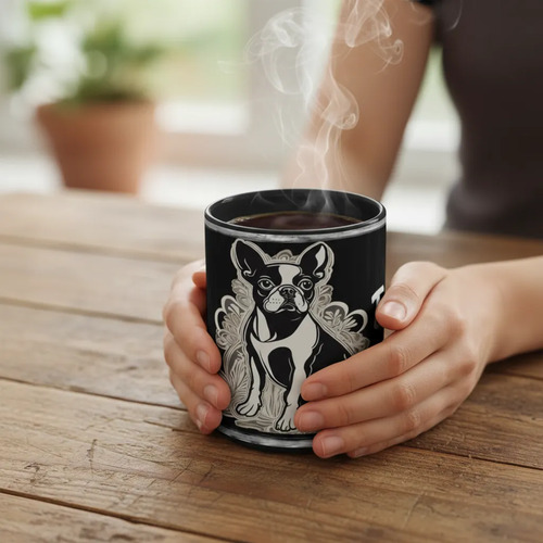 Taza Mágica Mascota Boston Terrier Amistad Y Vivacidad Negro Mascota