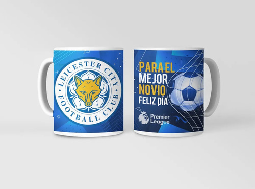 Taza Leicester Regalo Ideal Para El Novio Fan Del Fútbol Blanco