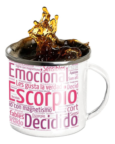 Taza Enlozada Escorpio - Transformación Y Poder Blanco Signos Zodiaco