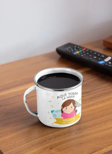 Taza Enlozada Historias Y Caffeine - Día De Periodista