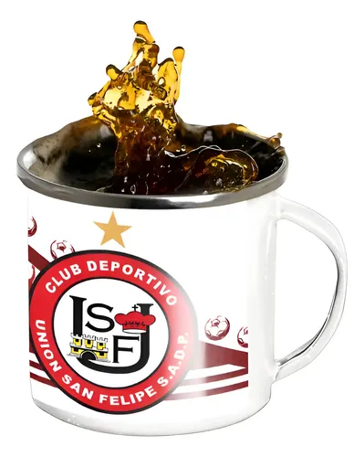 Taza Lechero Enlozado Club Unión San Felipe Fútbol Chileno Blanco Regalo Club