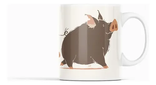Taza Tazon Cerdos Familia Feliz Blanco