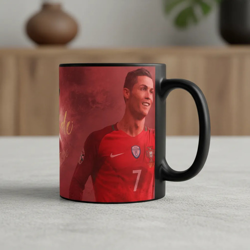 Taza Magica Cristiano Ronado Estrellas Del Futbol Negro Fútbol