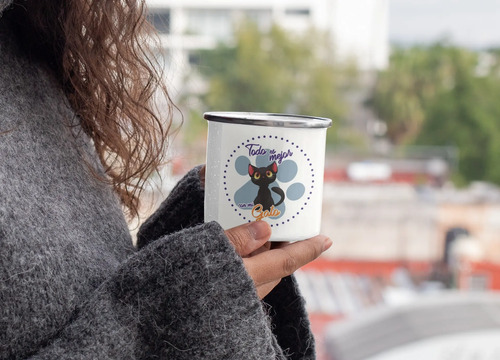 Taza Enlozada Gatito - Tierno Compañero Blanco Gatito Regalo