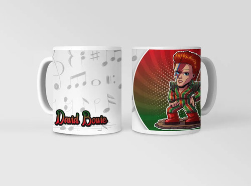 Taza David Bowie Con Diseño Vibrante Y Llamativo Blanco