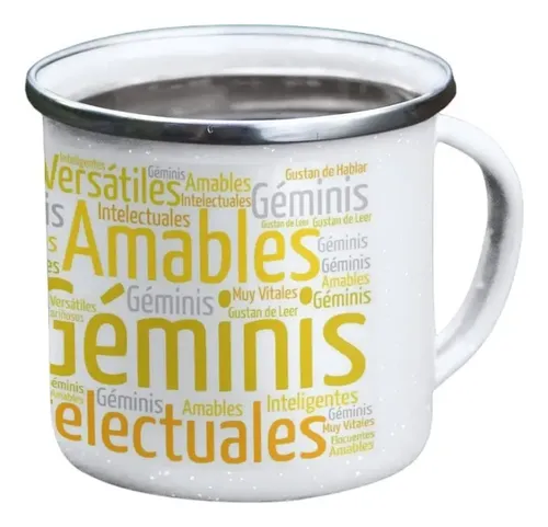 Taza Enlozada Géminis - Versatilidad En Acción Blanco Signos Zodiaco