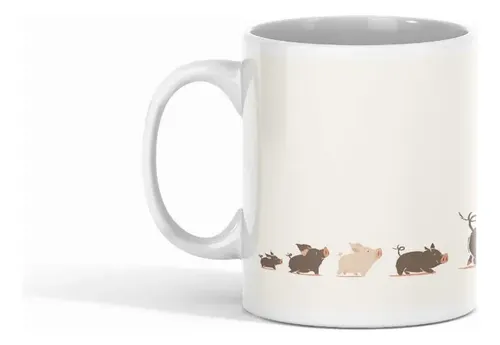 Taza Tazon Cerdos Familia Feliz Blanco