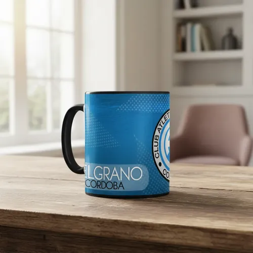 Taza Equipo De Fútbol Argentino Belgrano Garra Pirata Negro
