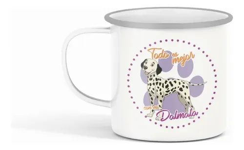 Taza Enlozada Dálmata - Singular Elegancia. Blanco Dálmata Regalo