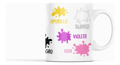 Taza Tazon Colores En Español Aprendizaje Didáctico Blanco