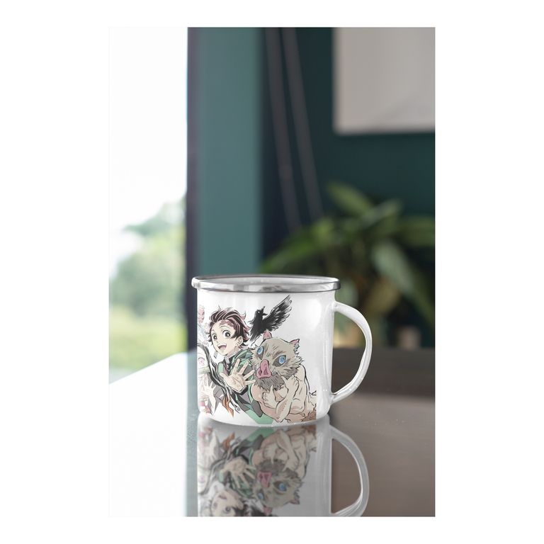 Taza Enlozada Espadas y Demonios con Demon Slayer