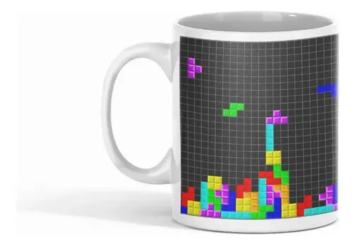 Taza Tetris - Caída De Bloques Blanco