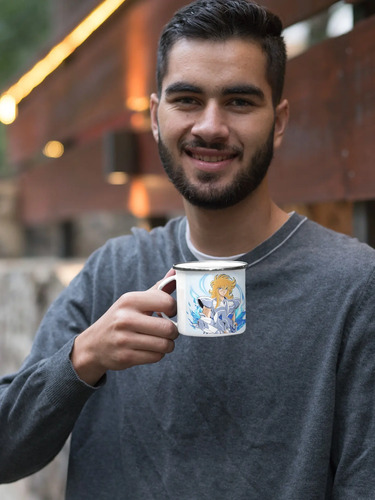 Taza Enlozada Hyoga De Cisne Caballeros Del Zodiaco Blanco Caballeros Del