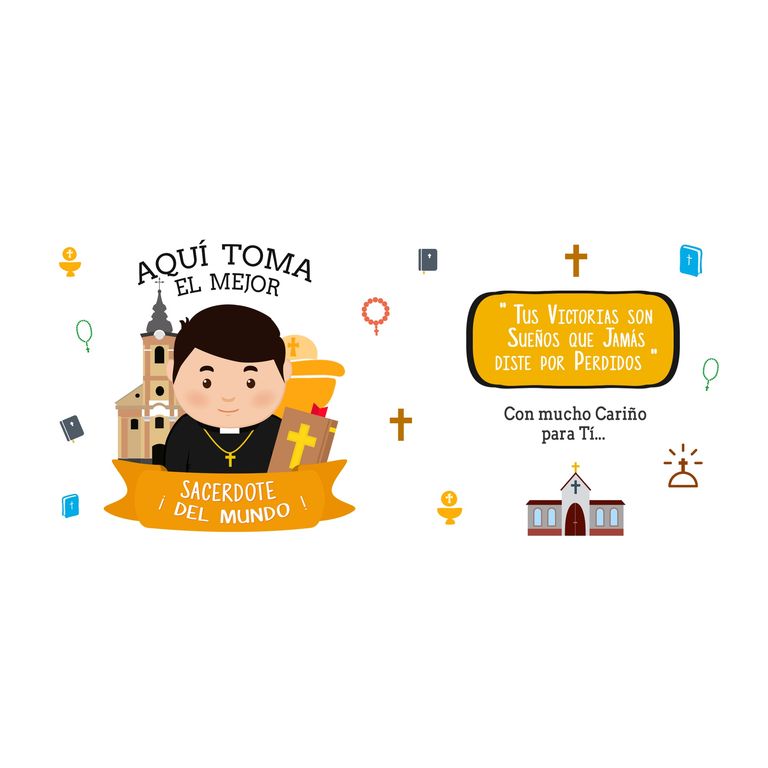 Taza Enlozada Sacerdote - Fe y Fortaleza en Cada Sorbo