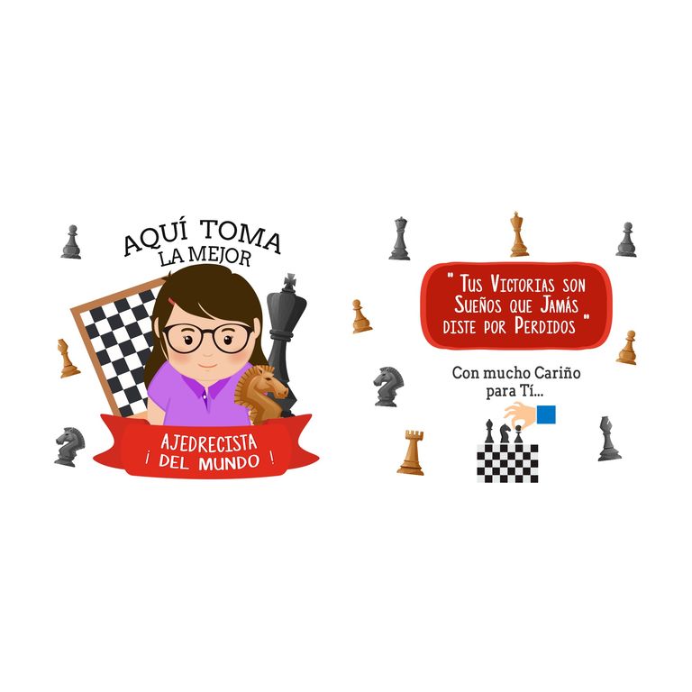 Taza Enlozada Día del Ajedrez - Estrategias y Reyes