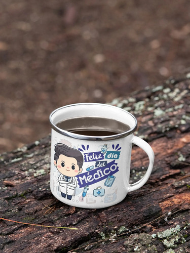 Taza Enlozada Feliz Día Del Médico Celebrando Su Vocación Blanco Profesión