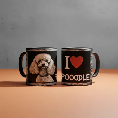 Taza Mágica Poodle Encanto Y Vitalidad Mascota Negro Mascota