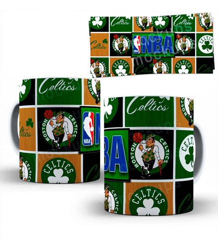 Taza Magica Boston Celtics-nba-lucky The Leprechaun Negro Fútbol