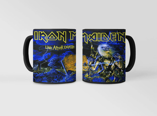 Taza Mágica De Iron Maiden - Bandas De Rock 02 Negro Iron Maiden Live After