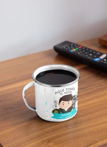 Taza Enlozada Entre Notas Y Café - Cantante