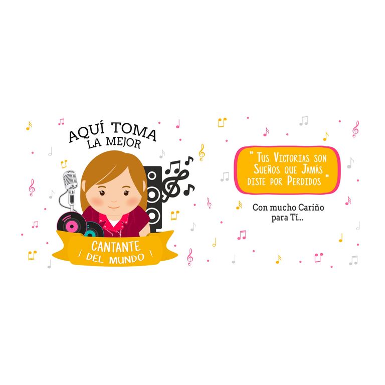 Taza Enlozada Entre Notas y Café - Cantante M