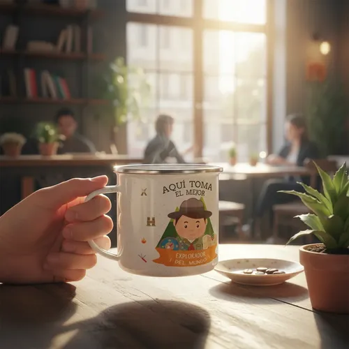Taza Enlozada Scout - Aventuras Y Naturaleza Blanco