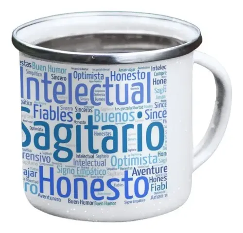 Taza Enlozada Sagitario - Espíritu Libre Blanco