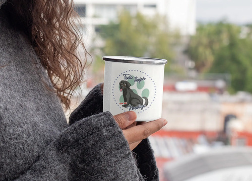 Taza Enlozada Mestizo - Amor Diverso. Blanco Mestizo Regalo Mascota