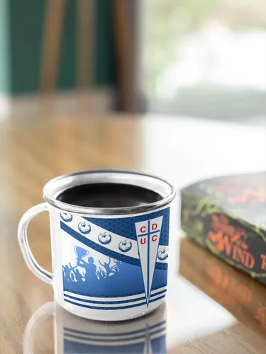 Taza Lechero Enlozado Club Universidad Católica Fútbol Chile Blanco Regalo Club