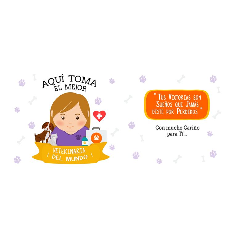 Taza Enlozada Dia Veterinaria - Amor Animal y Café
