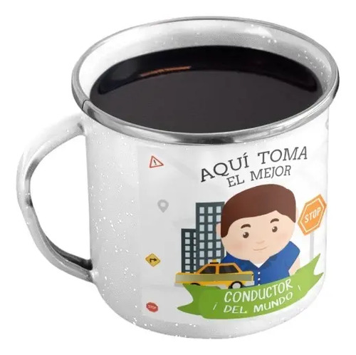 Taza Enlozada Volante Y Vainilla - Día De Conductor Blanco