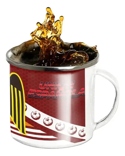 Taza Lechero Enlozado Deporte Unión Española Fútbol Chileno Blanco Regalo