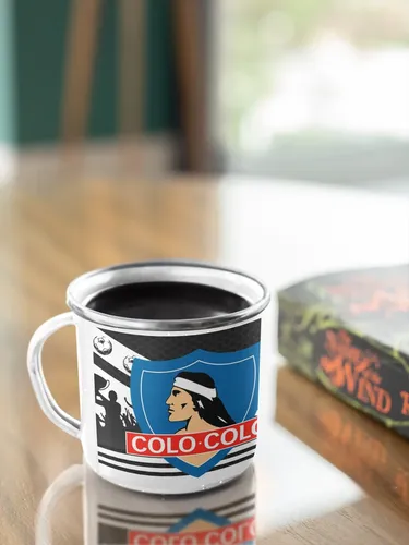 Taza Lechero Enlozado Colo-colo Deporte Fútbol Chileno 1925 Blanco Regalo