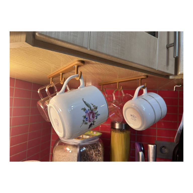 Soporte Tazas Bajo Mueble 4 Ganchos Cocina Organizador