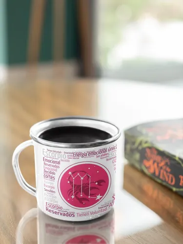Taza Enlozada Escorpio - Transformación Y Poder Blanco Signos Zodiaco