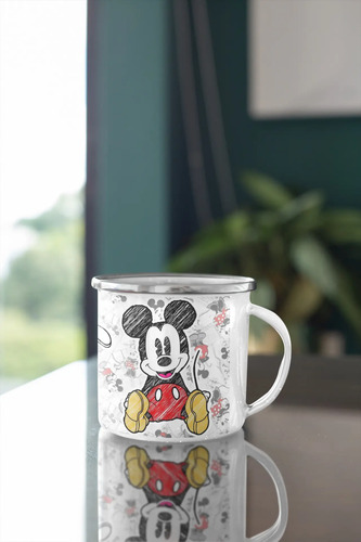 Taza Enlozada Mickey Mouse - Icono De Alegría Blanco Mickey Mouse Icono De