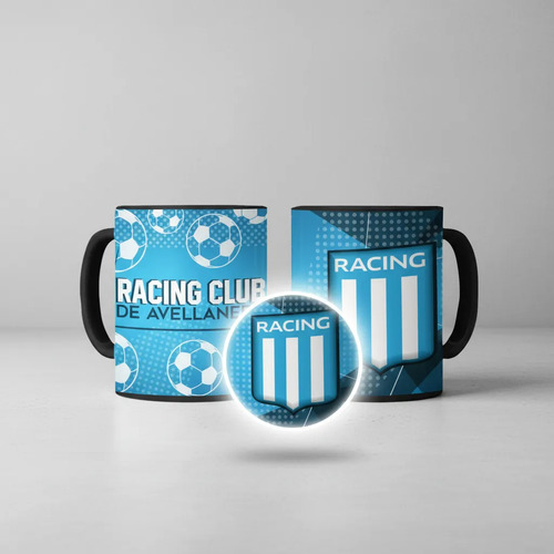 Taza Equipo De Fútbol Argentino Racing La Academia Negro Fútbol