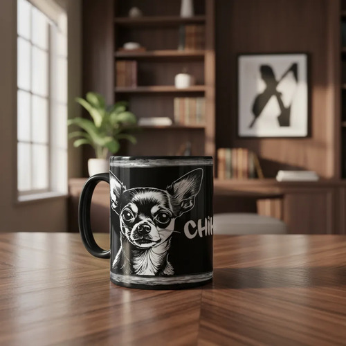 Taza Mágica Mascota Chihuahua Estilo Y Personalidad Negro Mascota