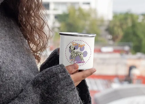Taza Enlozada Dálmata - Singular Elegancia. Blanco Dálmata Regalo