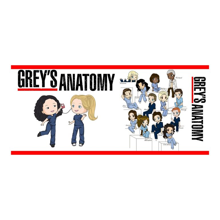 Taza Enlozada Corazones y Cirugías - Greys Anatomy