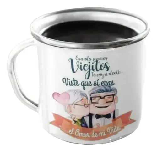 Taza Enlozada Lechera Abuelitos Up Amor De Mi Vida Blanco Abuelito Amor De Mi