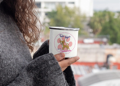 Taza Enlozada Chihuahua - Pequeña Grandeza. Blanco Chihuahua Regalo