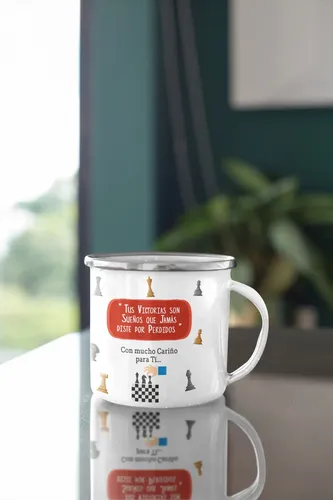 Taza Enlozada Día Del Ajedrez - Estrategias Y Reyes Blanco Regalo Día Del