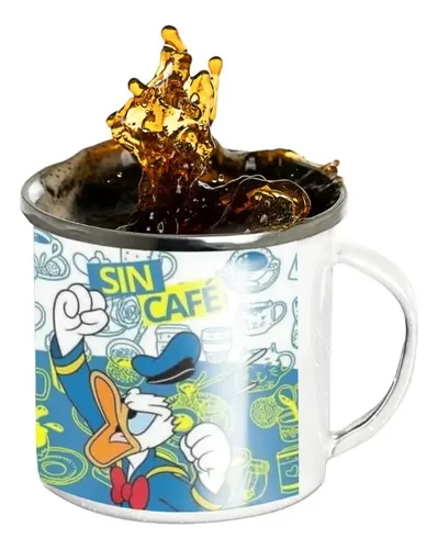 Taza Enlozada Pato Donald Desayunos Divertidos Blanco Regalo Pato Donald